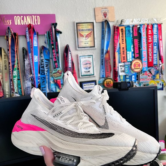 Nike Air Zoom Alphafly Next% Shoes - Nike Air Zoom Alphafly Next% Eliud Kipchoge White Pink Blast DD8877-100